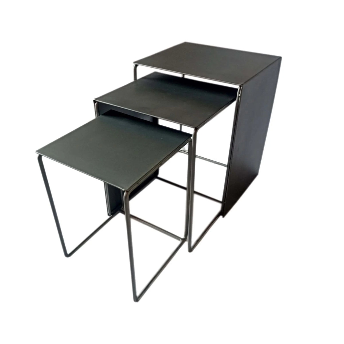Gray 3-piece Modern Rectangular Metal Nesting Table O156