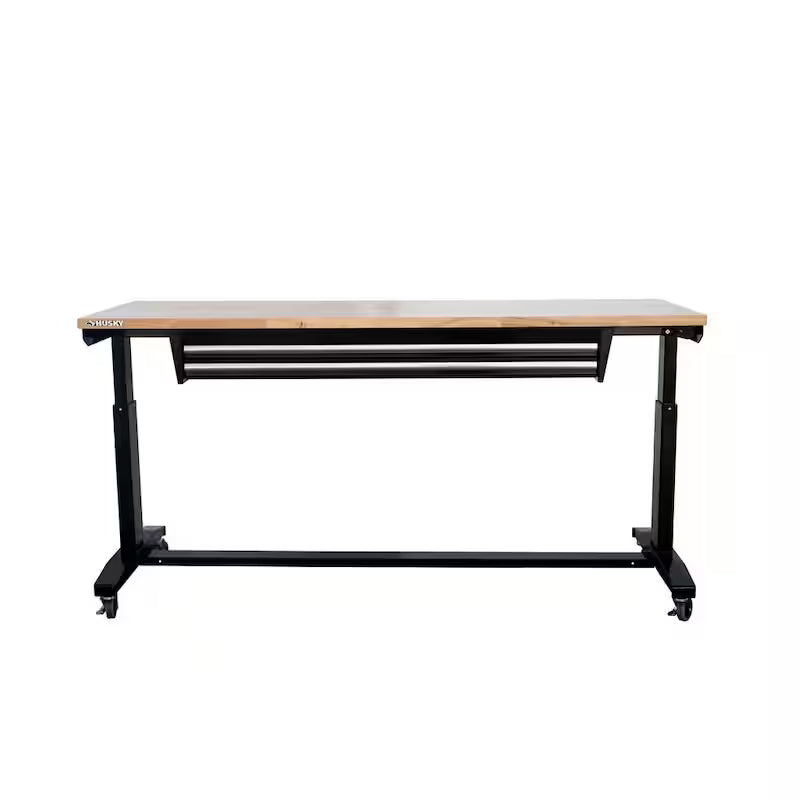Adjustable Height Workbench Table with 2 Drawers in Black X8926