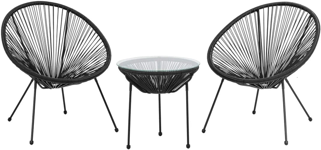 Bistro Table Set Outdoor Chairs Set of 2 Black C65161