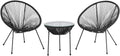 Bistro Table Set Outdoor Chairs Set of 2 Black C65161
