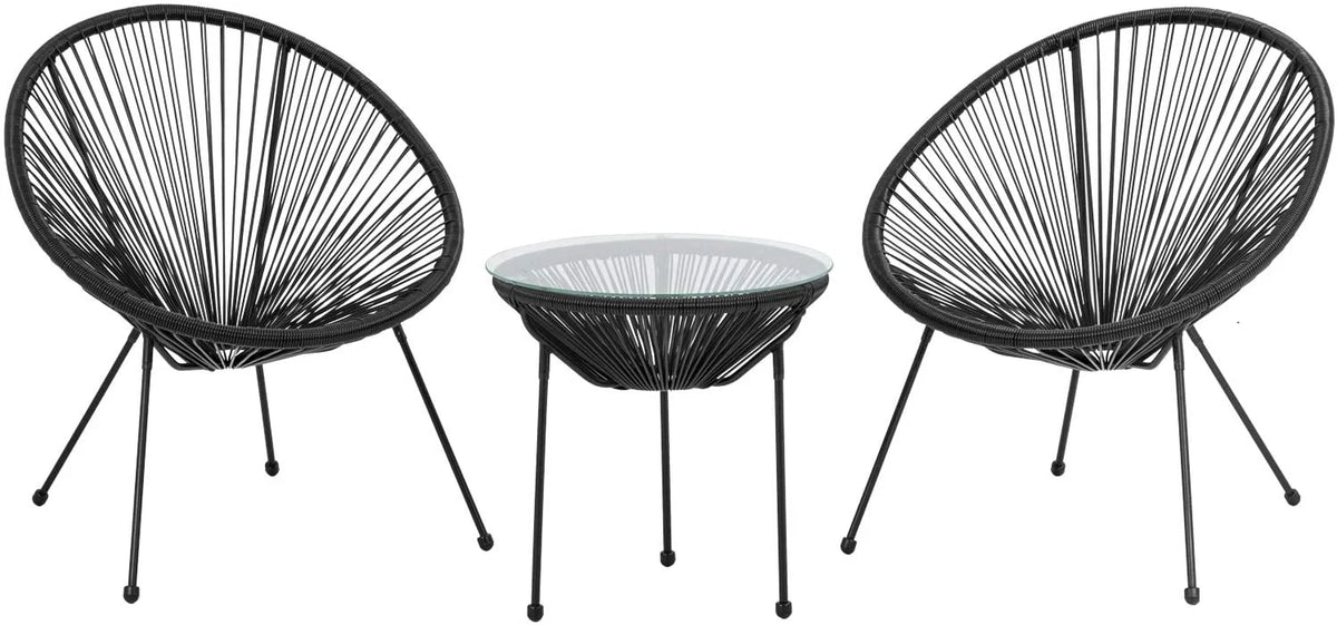 Bistro Table Set Outdoor Chairs Set of 2 Black C65161