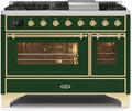 48 Dual Fuel Natural Gas Range Emerald Green Brass Trim M41298