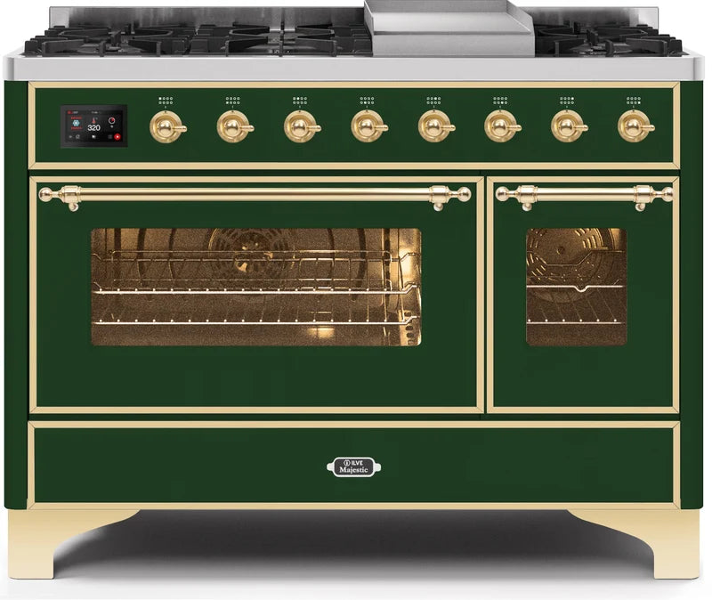 48 Dual Fuel Natural Gas Range Emerald Green Brass Trim M41298