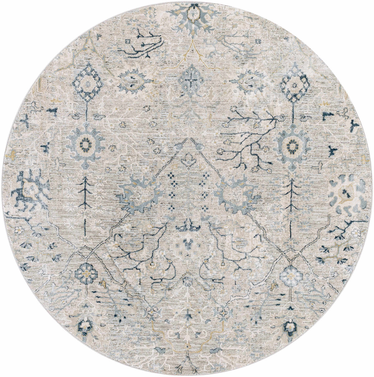 Blue Grey Beige 9' x 12' Area Rug U1539