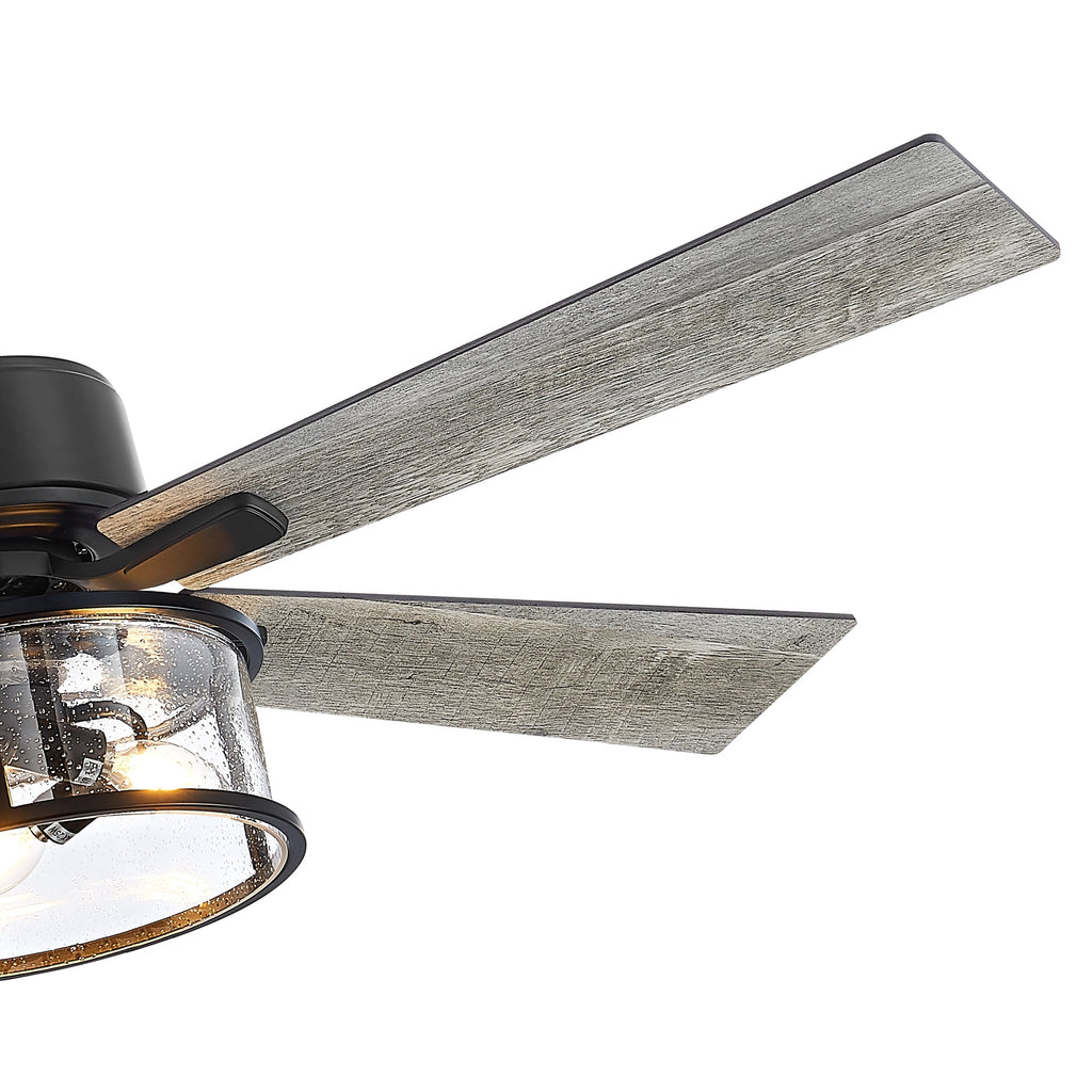 52" Matte Black Reversible Ceiling Fan with Light Kit G97374
