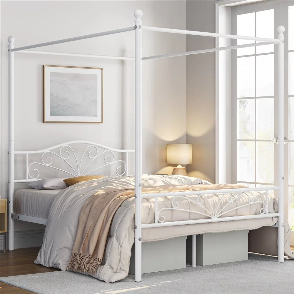 Black Queen Canopied Platform Bed P8913
