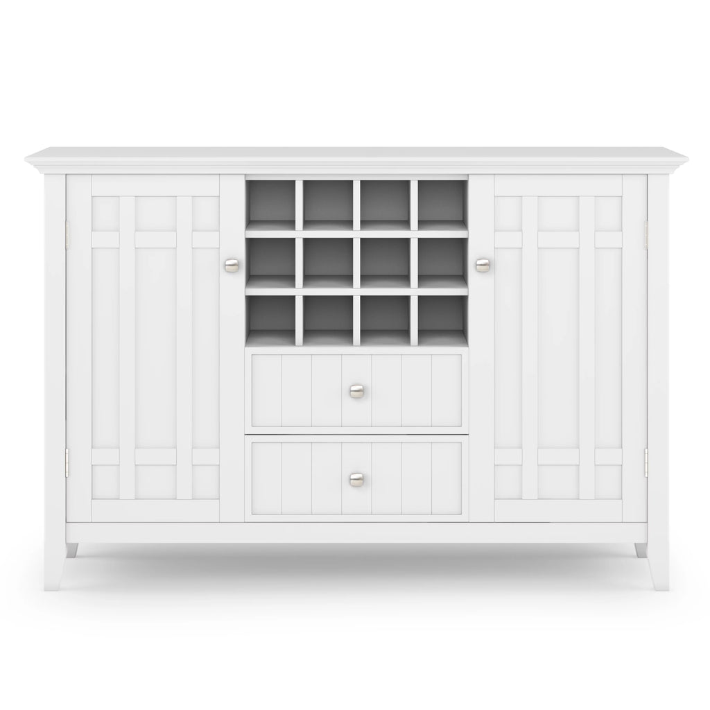 White Solid Wood Sideboard Buffet and Wine Rack V192