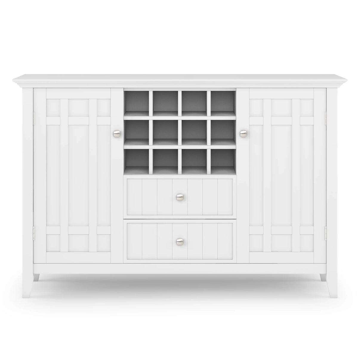 White Solid Wood Sideboard Buffet and Wine Rack V192