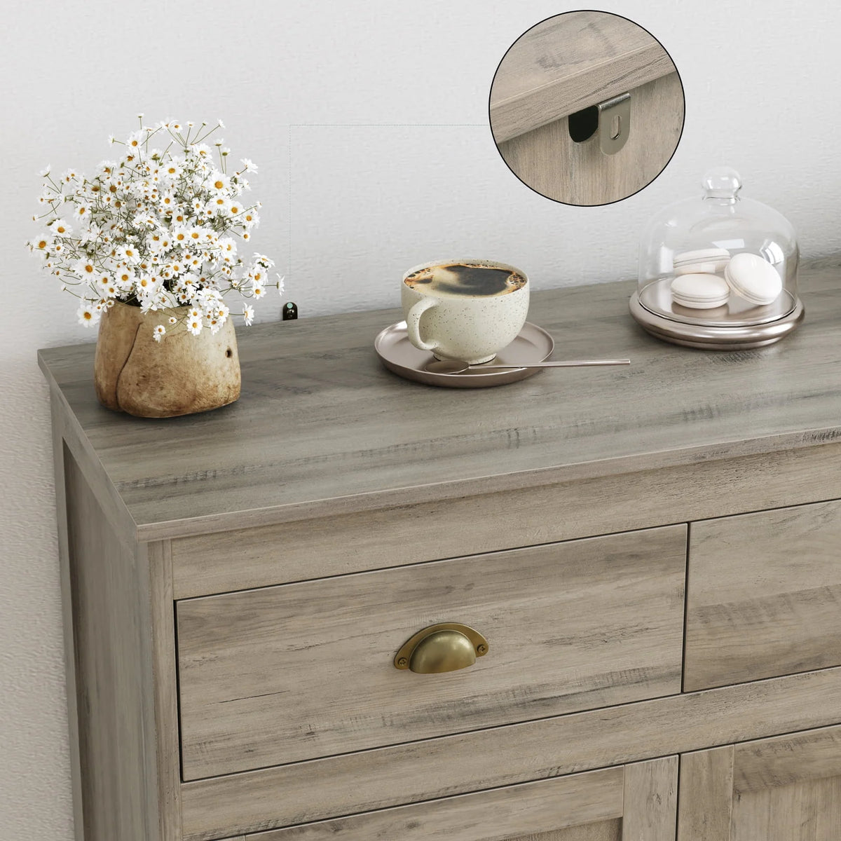 White 3 Drawer 3 Door Sideboard Storage Cabinet V23858