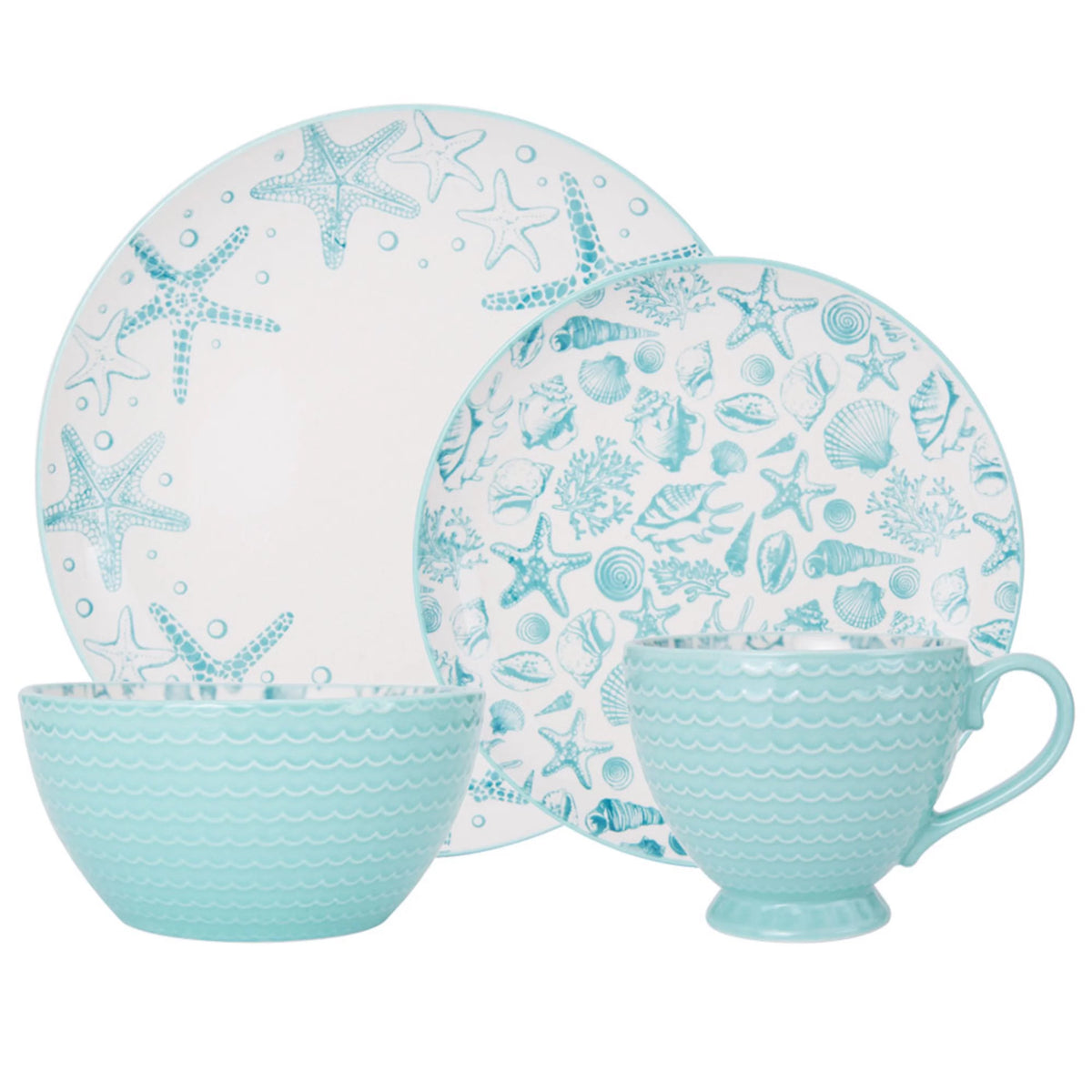 Teal Stoneware 16-Piece Dinnerware Set V98071