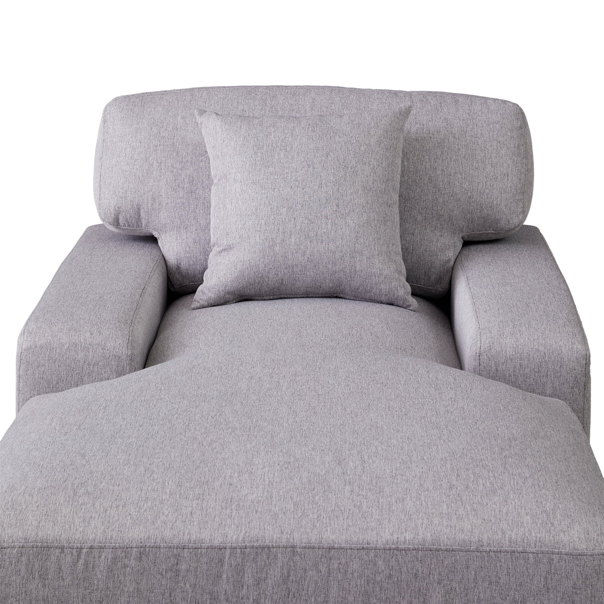 Gray Velvet Chaise Lounger Sofa with Pillow and Wood Legs E4740