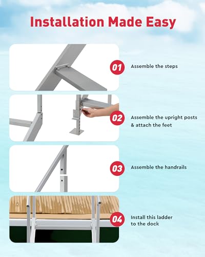 4 Step Aluminum Dock Ladder with Wide Step L91438