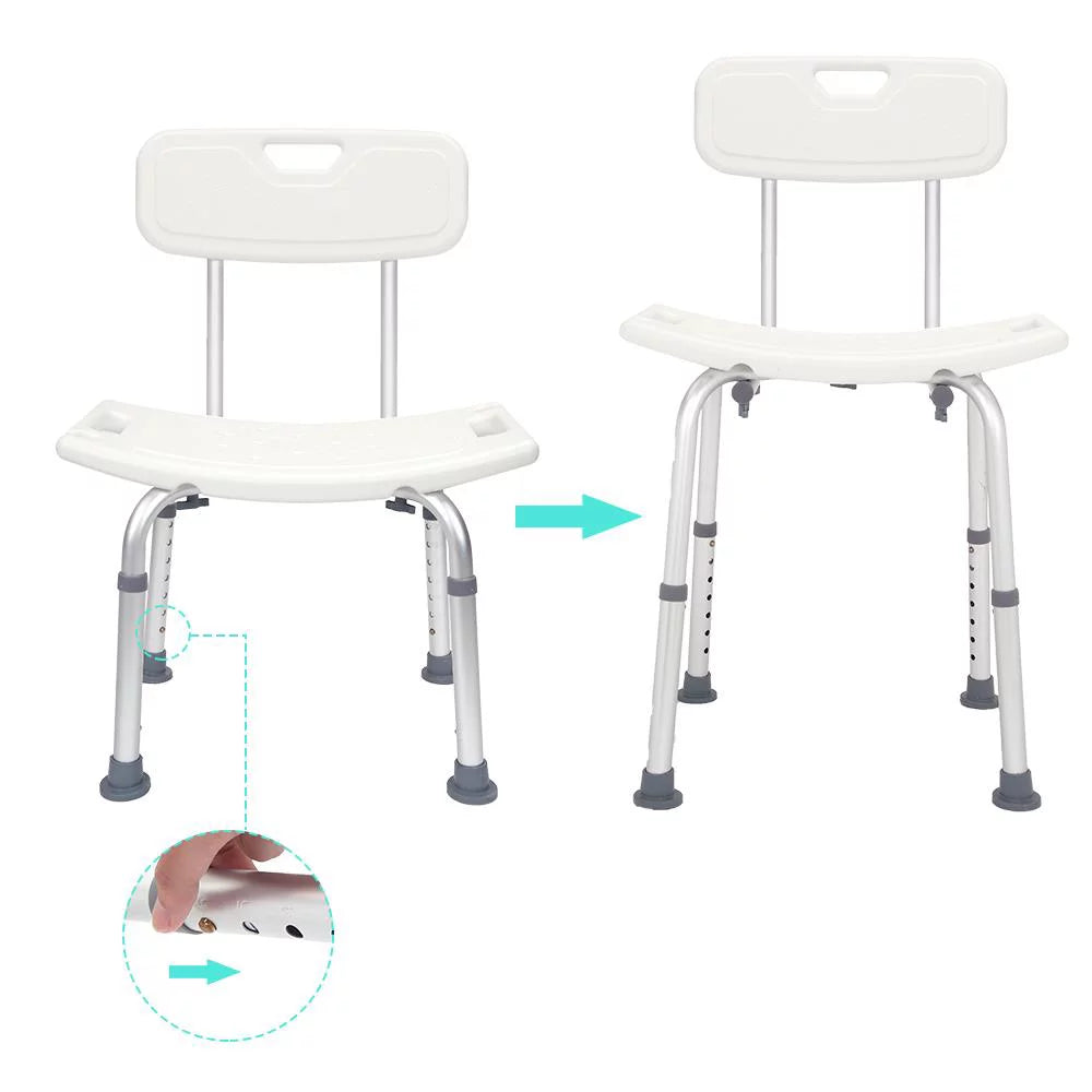 Adjustable Shower Chair Seat Bench with Removable Back I1222