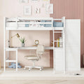 Wood Loft Bed with Desk and Storage Shelves P85053