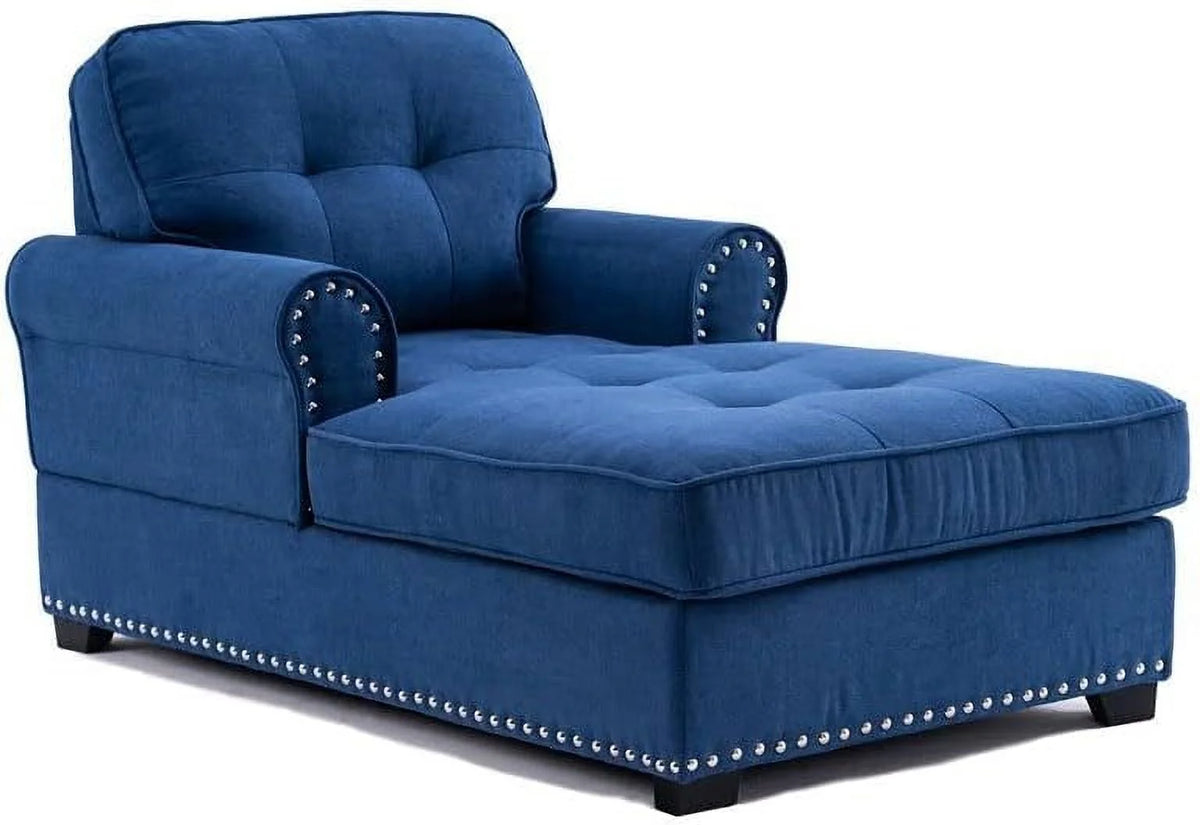 Blue Linen Fabric Indoor Chaise Lounge P1048