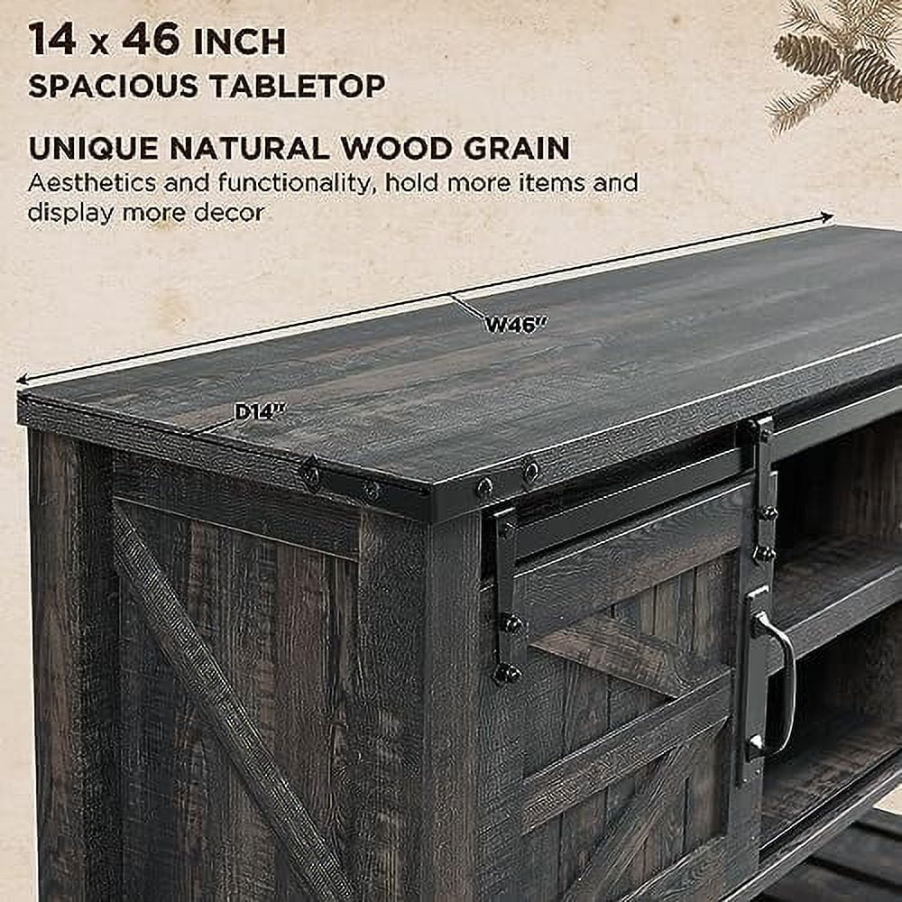 Antique White Entryway Table with Sliding Barn Doors D145
