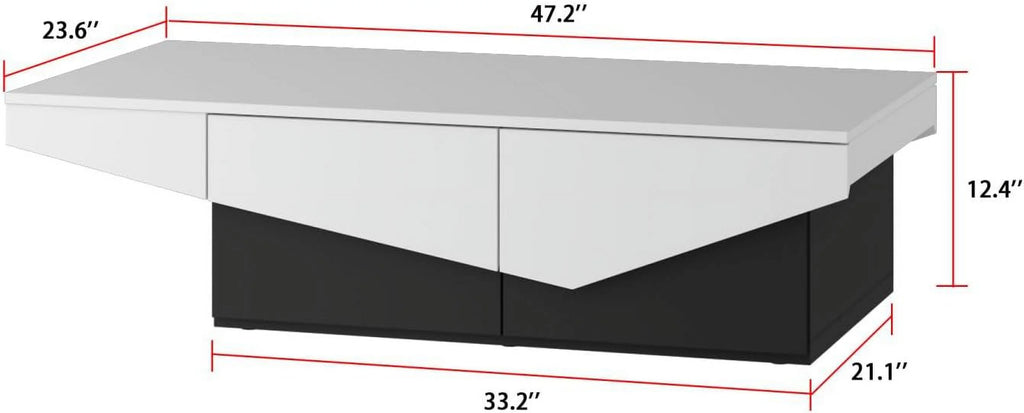 White and Black 4 Drawer Wood Coffee Table I4178