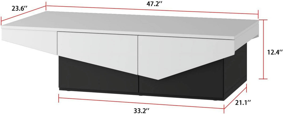 White and Black 4 Drawer Wood Coffee Table I4178