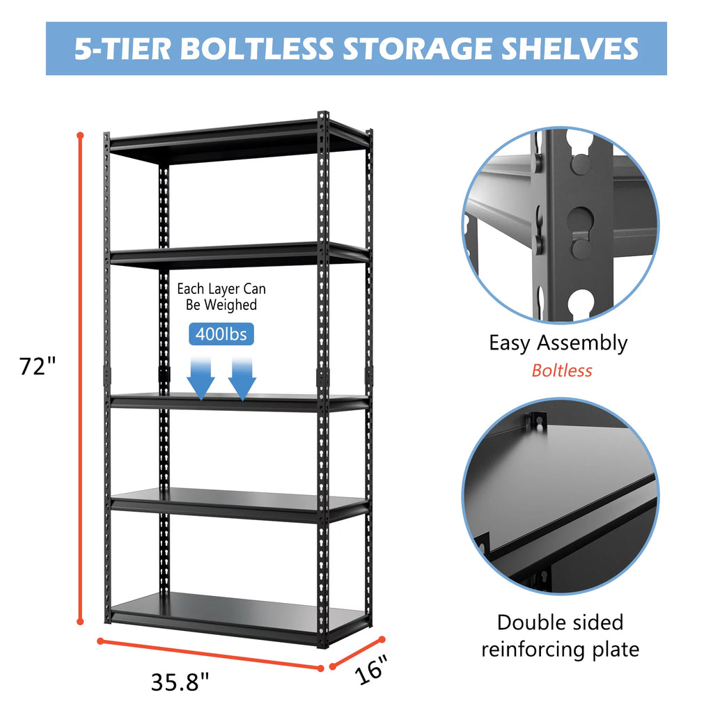 5 Tier Adjustable Heavy Duty Metal Storage Shelves C536723