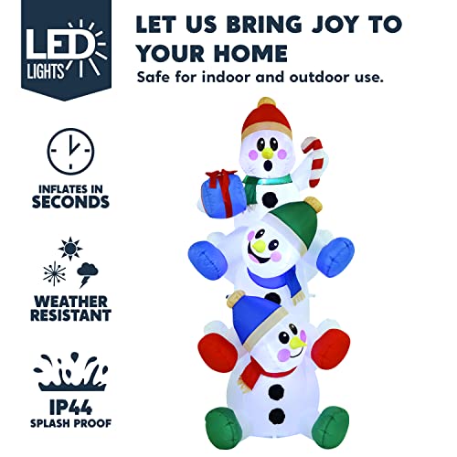 6 FT Christmas Inflatable Stacked Snowman with Build-in LEDs Y4046