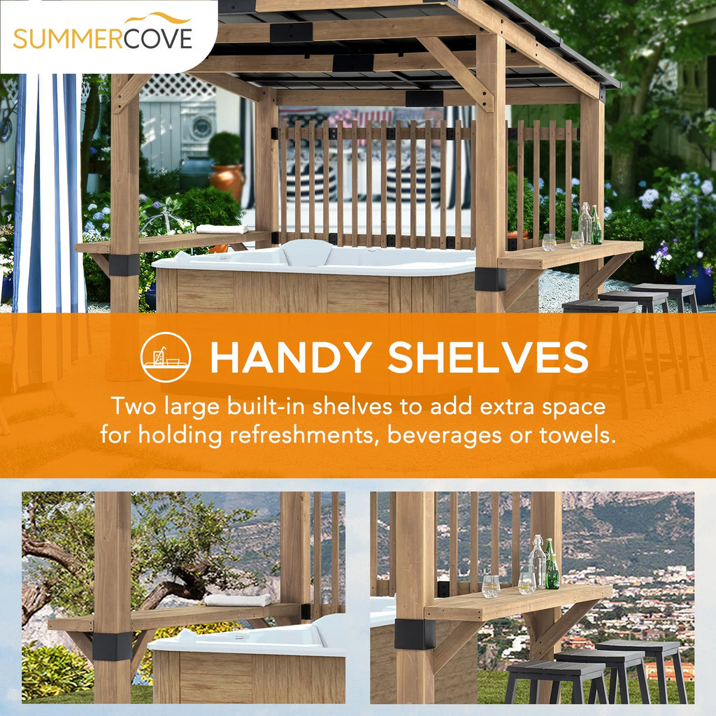 Wooden Grill Gazebo 10 ft. x 11 ft. Cedar Frame with Aluminum Hardtop Roof D6219