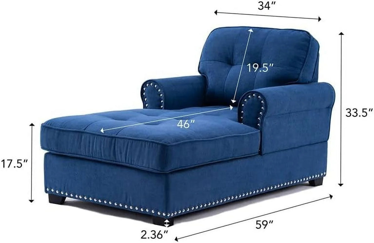 Blue Linen Fabric Indoor Chaise Lounge P1048