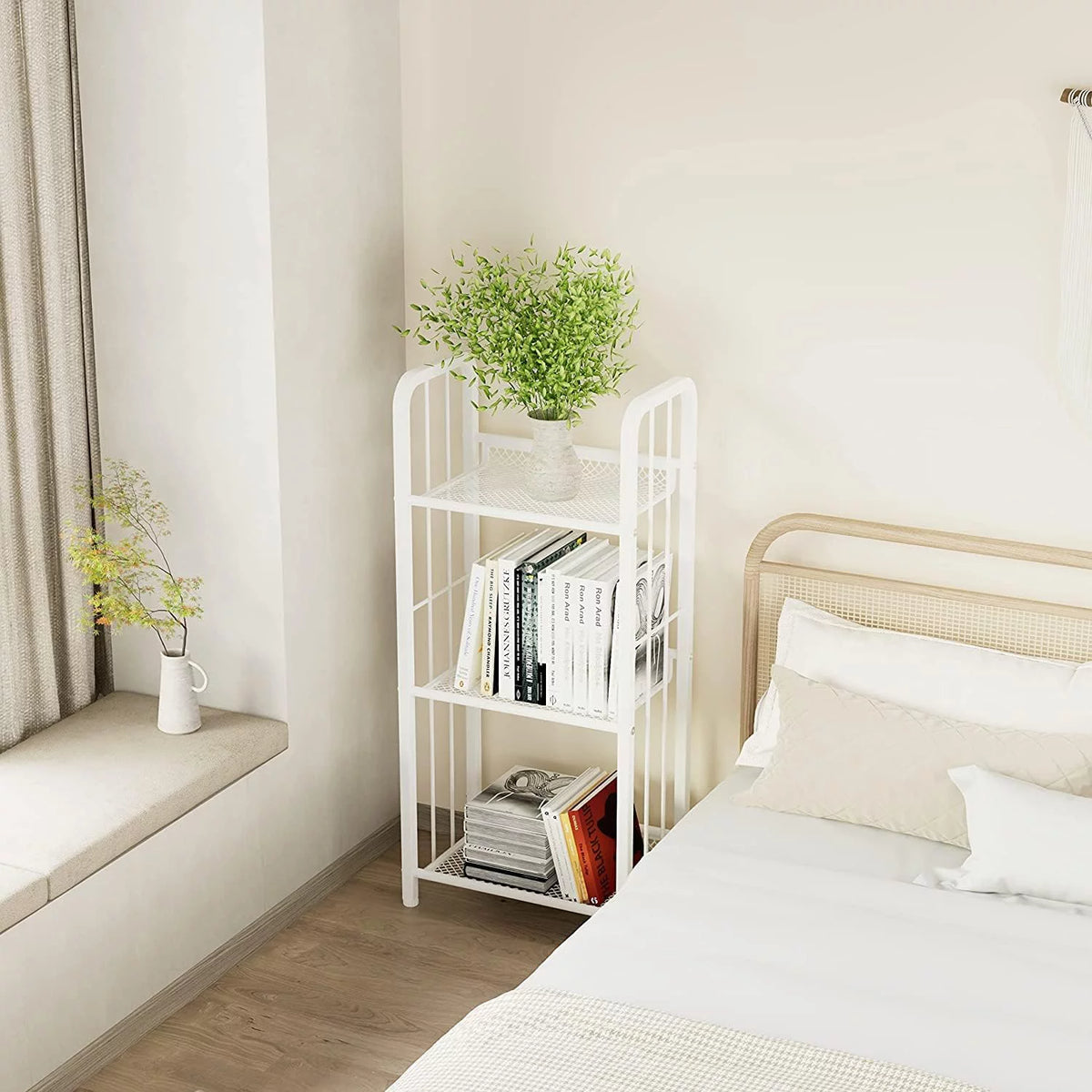 White 3 Tiers Bookshelf Storage Shelf X76959