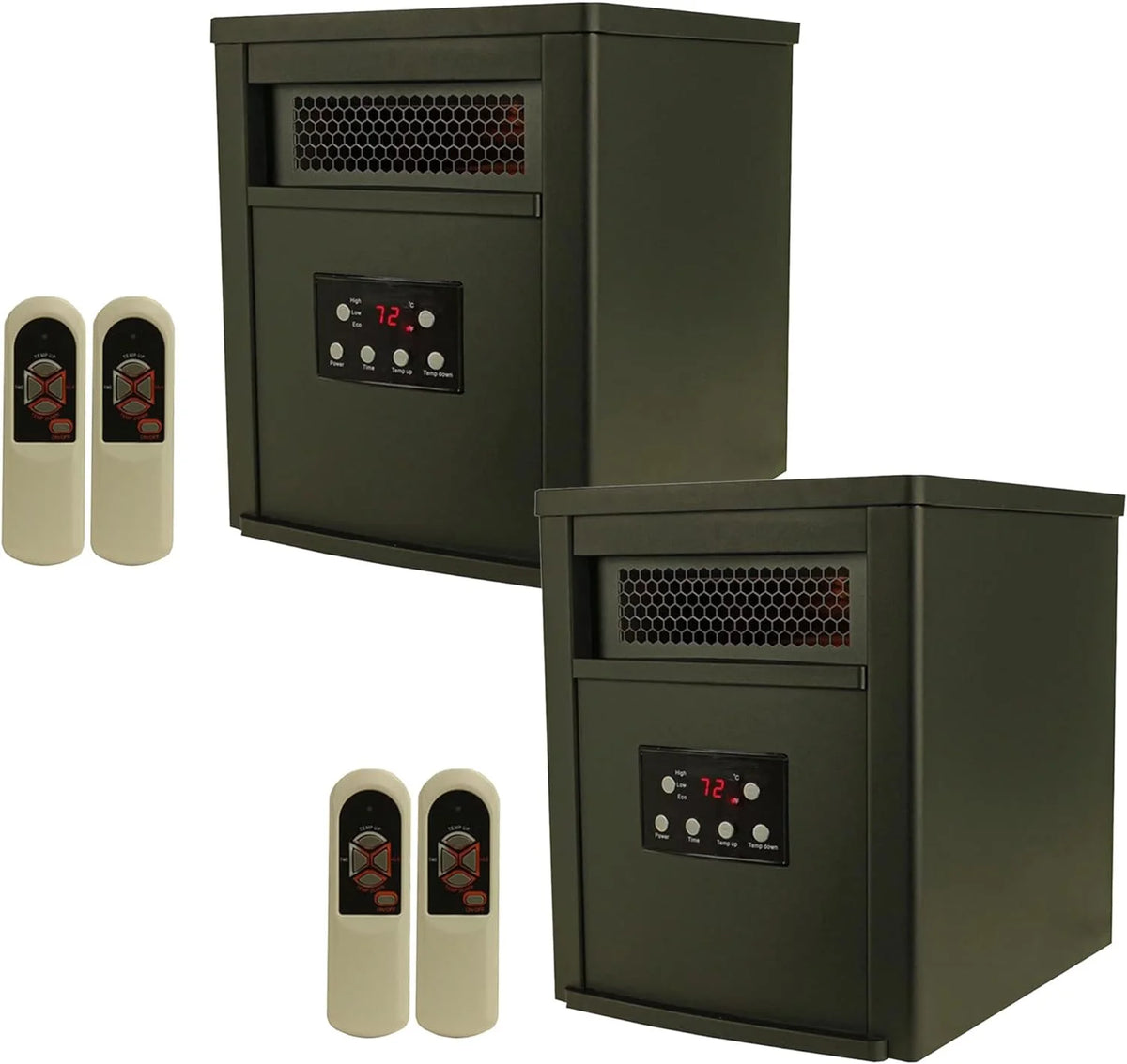 1500W Portable Electric Infrared Quartz Space Heater with Remote Control Black 2 Pack R3196
