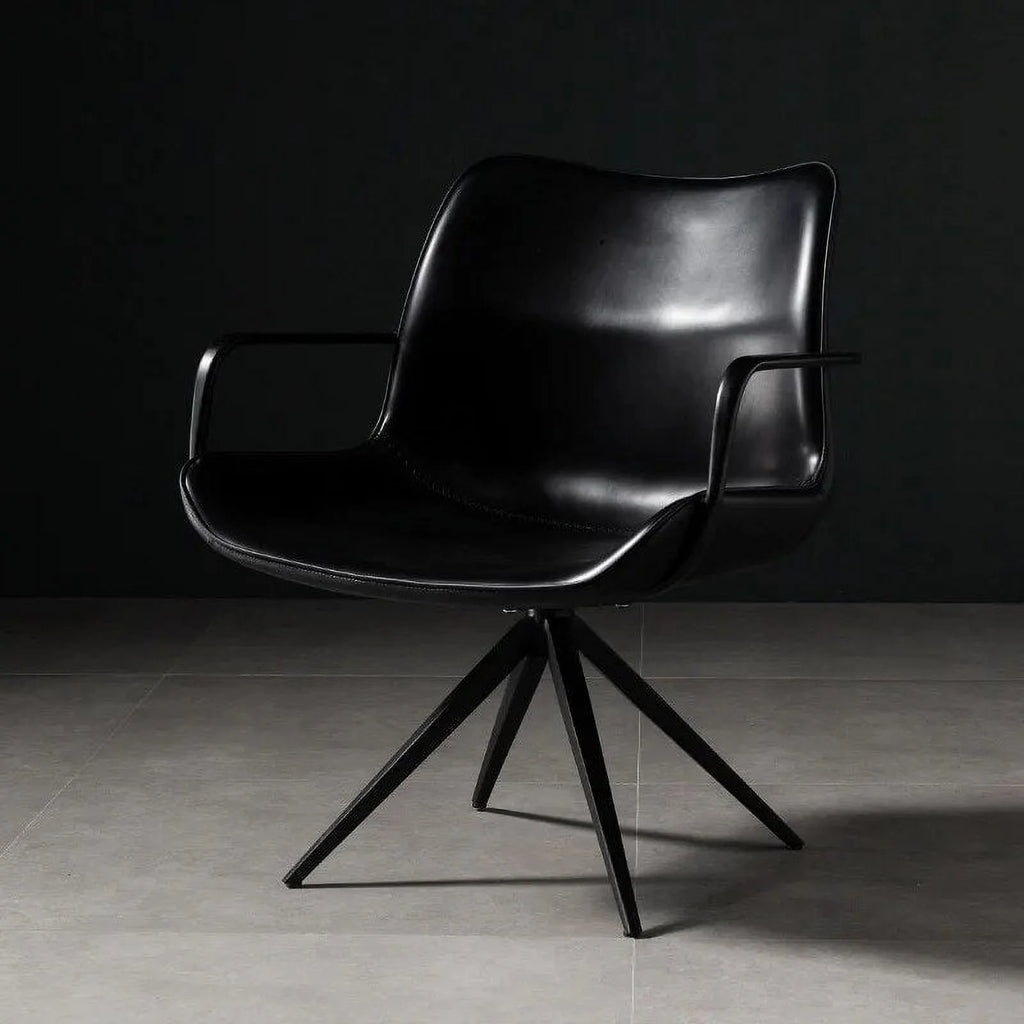 Nordic Retro Leisure Office Chair Leather Armchair Swivel Chair H144