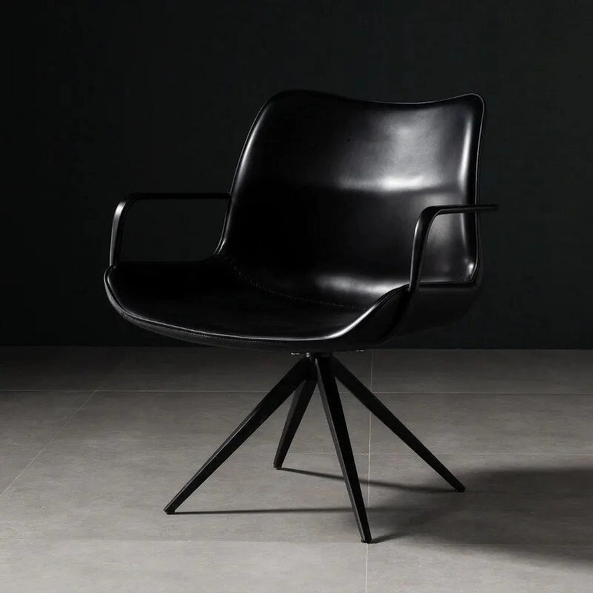 Nordic Retro Leisure Office Chair Leather Armchair Swivel Chair H144