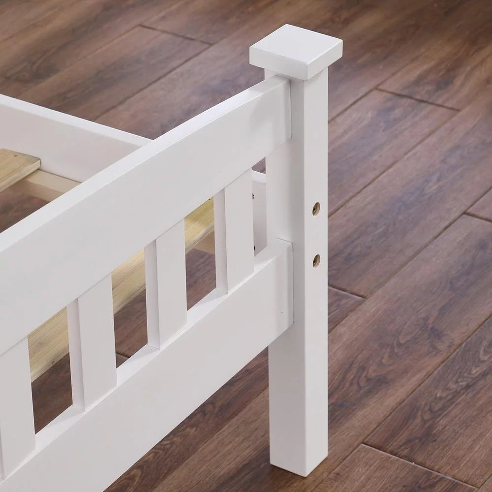 Full Solid Pine Wood Bed Frame with Wood Slats H68210