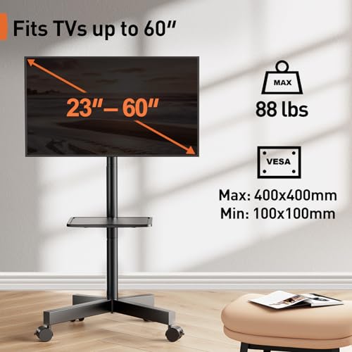 23-60 Inch Adjustable Rolling TV Stand P2625