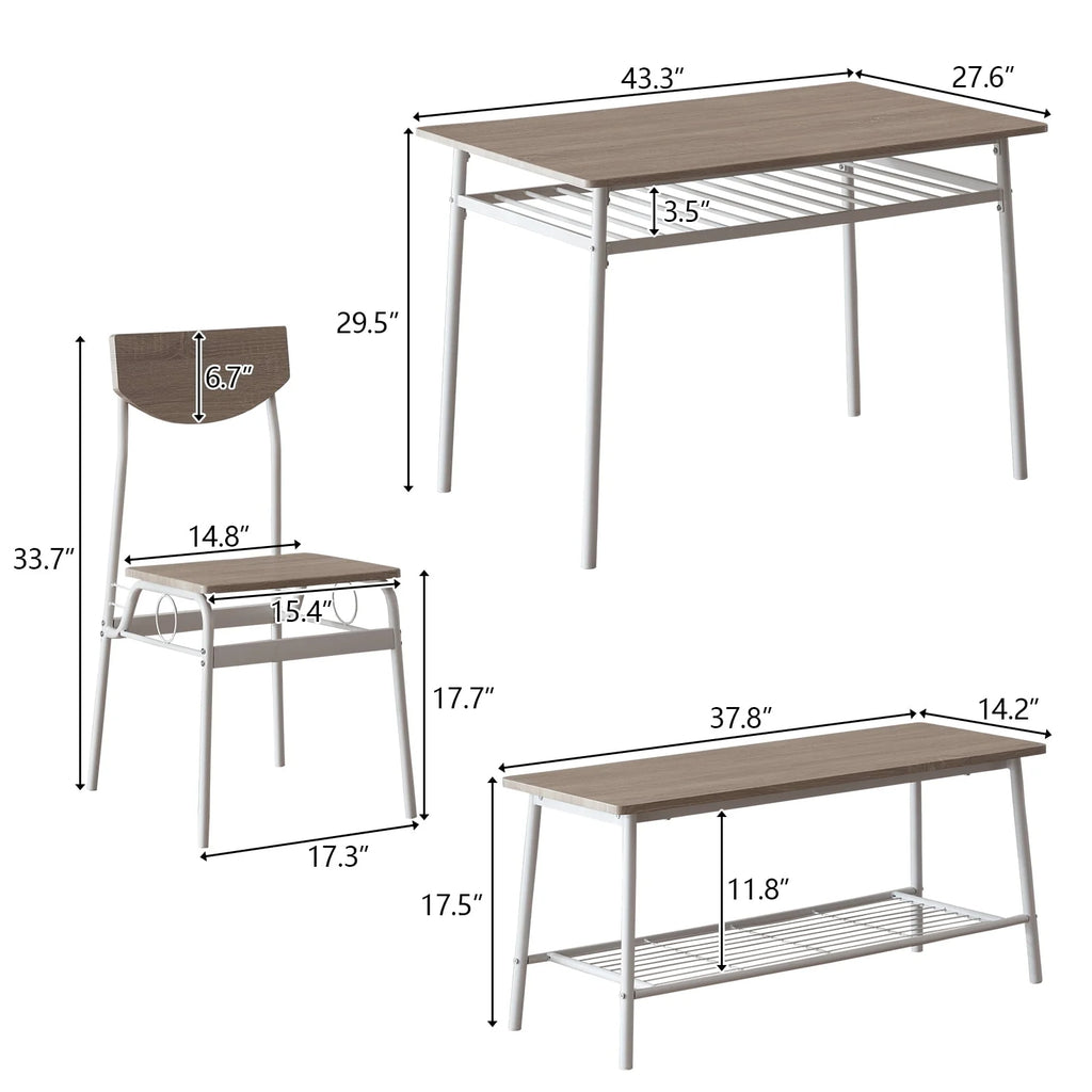 6-Piece Dining Room Set with 4 Chairs and 1 Bench F291891