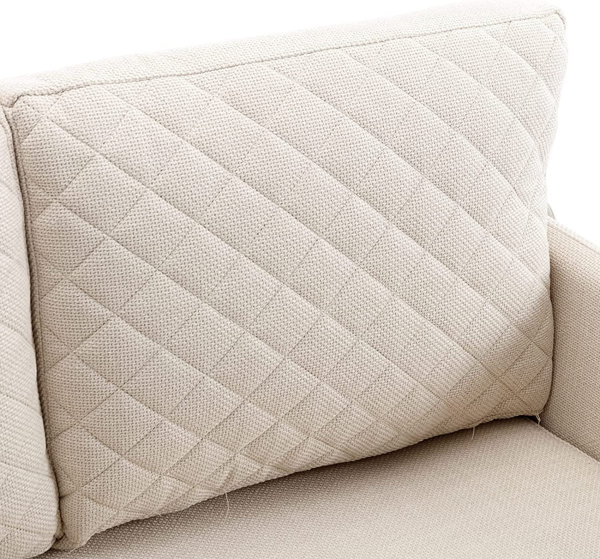 Mini Pull Out Couch Bed Twin Sleeper Sofa with Side Pocket Beige Linen U1984
