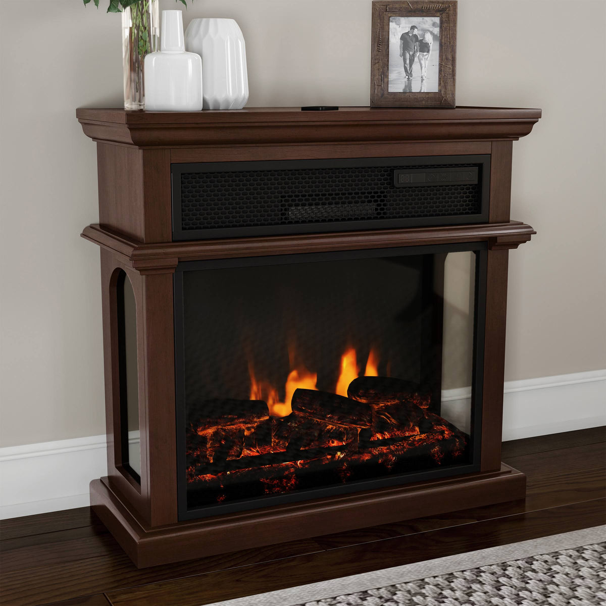 Freestanding Electric Fireplace with Mantel V896