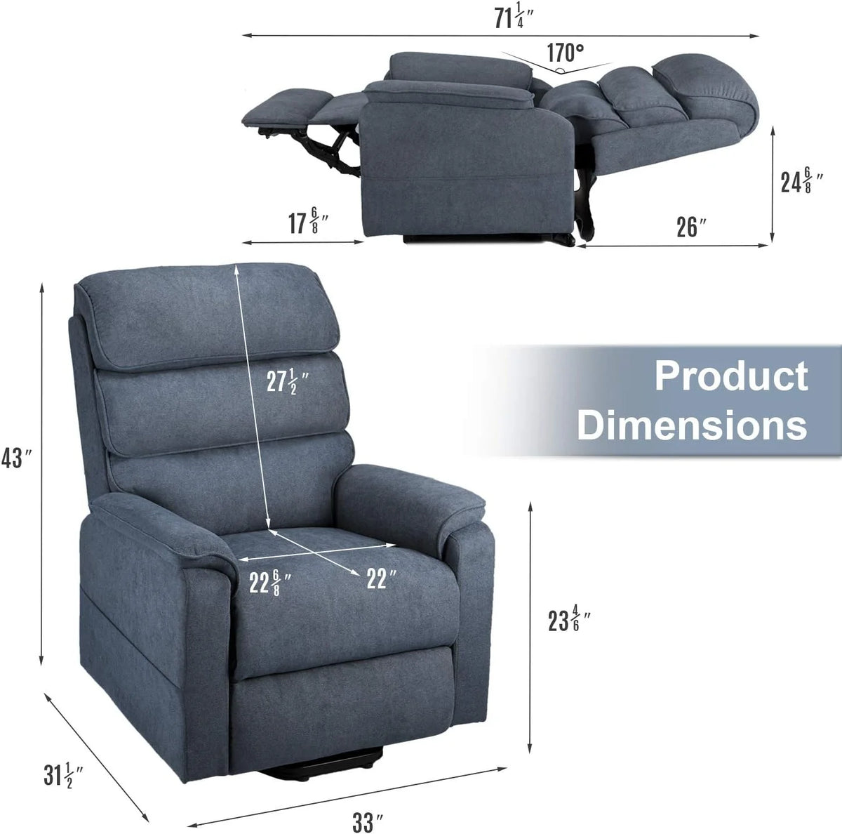 Blue Dual Motor Power Lift Recliner Chair A8098