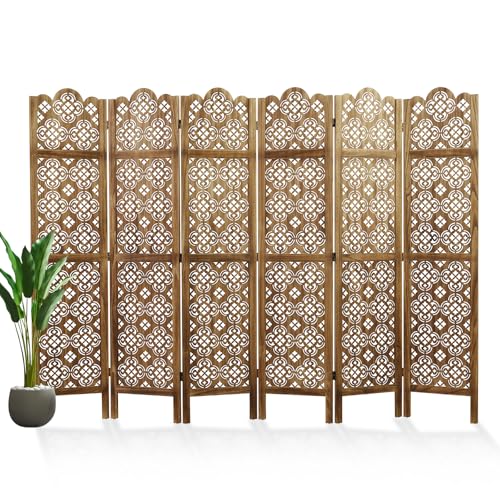 68.9 Inch 4 Panels Wood Carved Folding Room Divider R6610