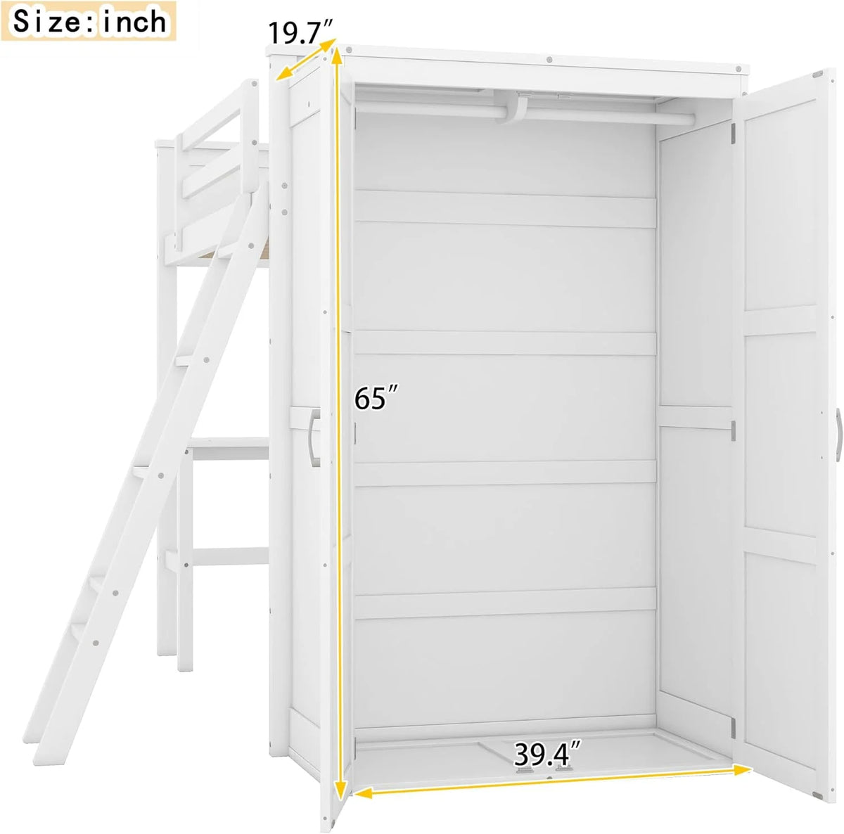Wood Loft Bed with Desk and Storage Shelves P85053