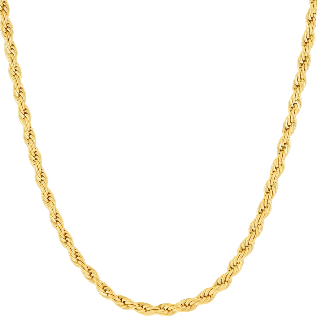 3mm Rope Chain Necklace 24k Real Gold Plated X8813