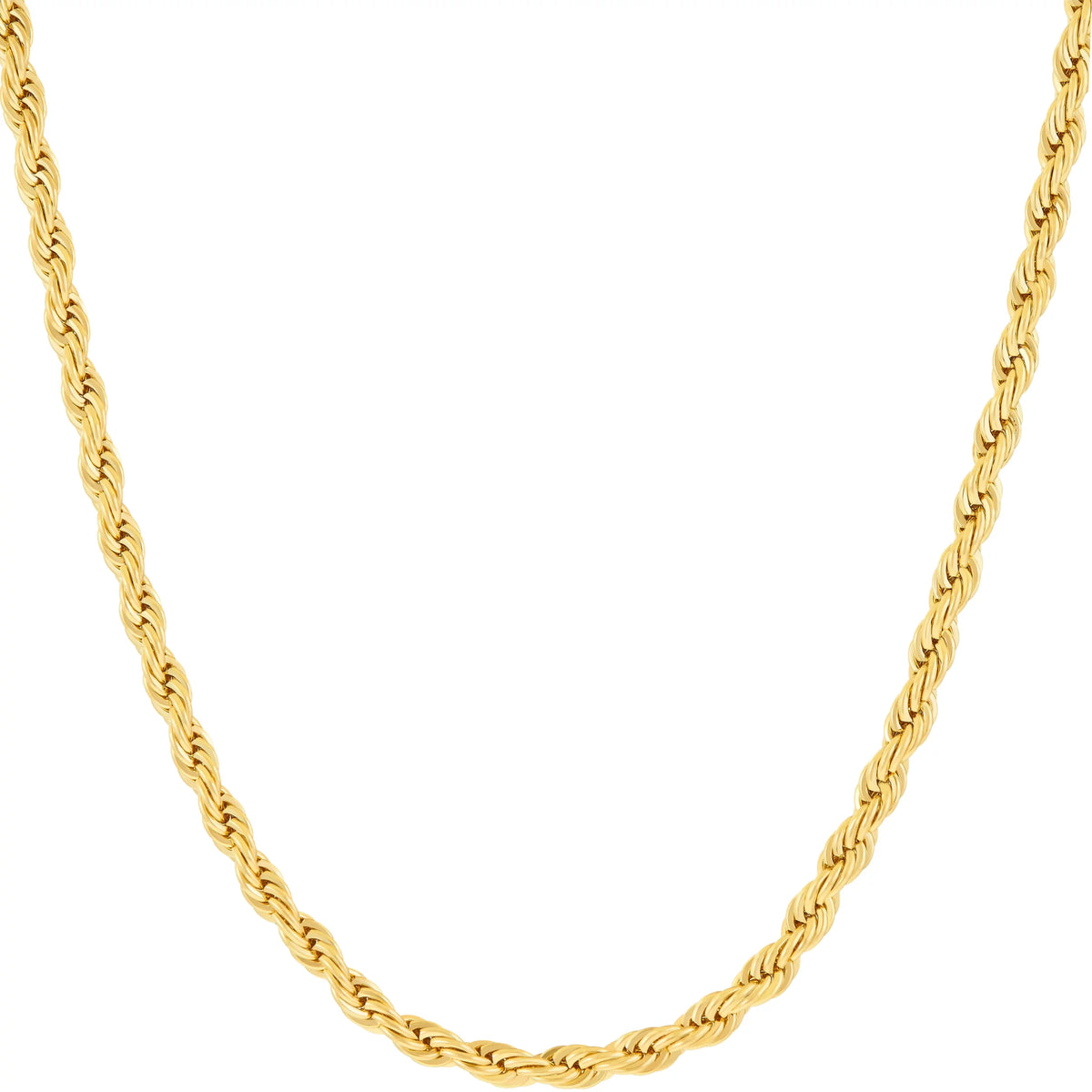 3mm Rope Chain Necklace 24k Real Gold Plated X8813
