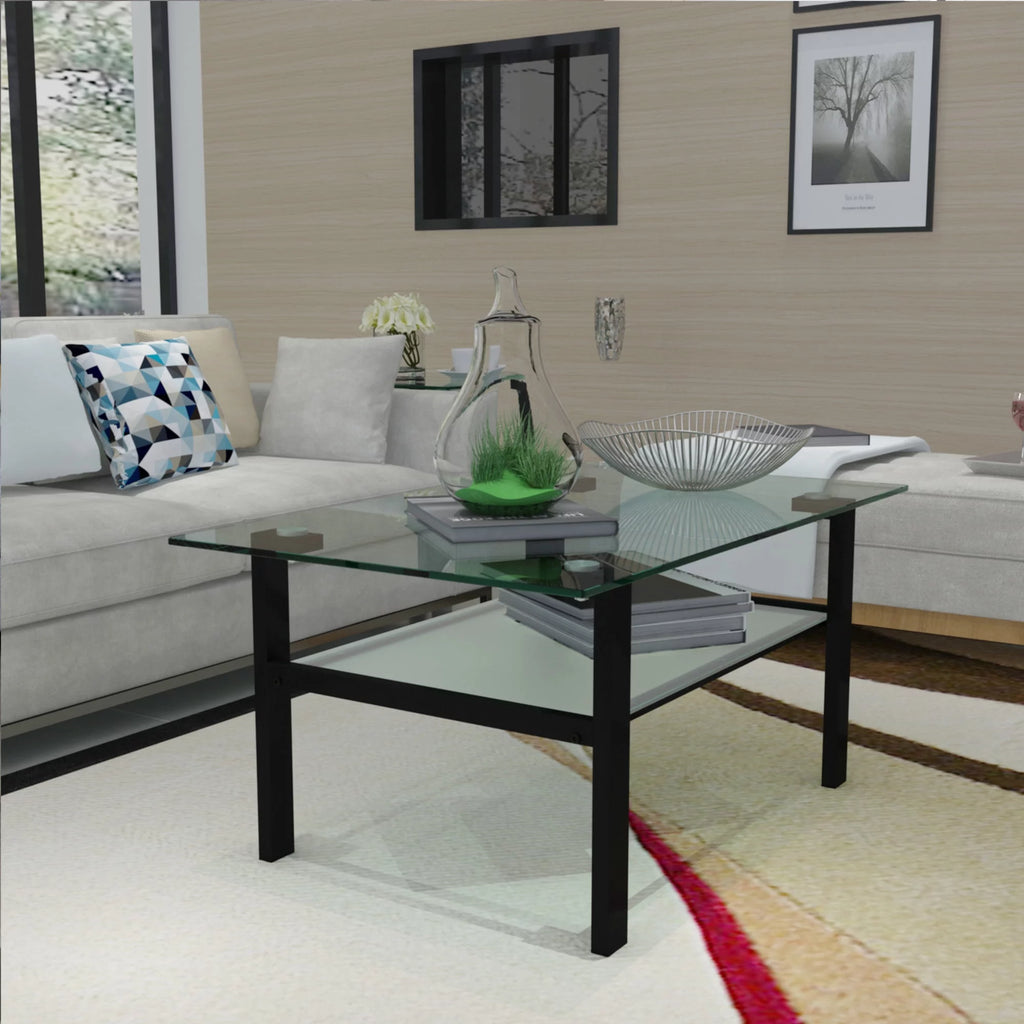 Transparent Glass Black Coffee Table X669293