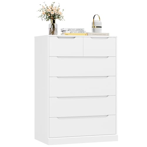 White 6 Drawer Wood Dresser R5619