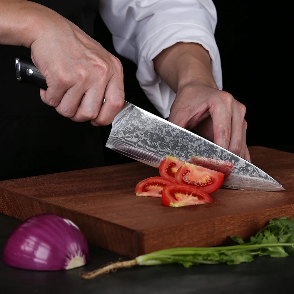 6Pcs Japanese VG10 Damascus Steel Kitchen Knife Set with Block S333