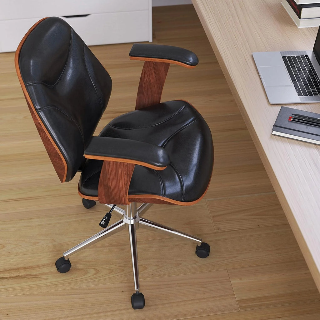 Black Faux Leather Ergonomic Office Chair A55116