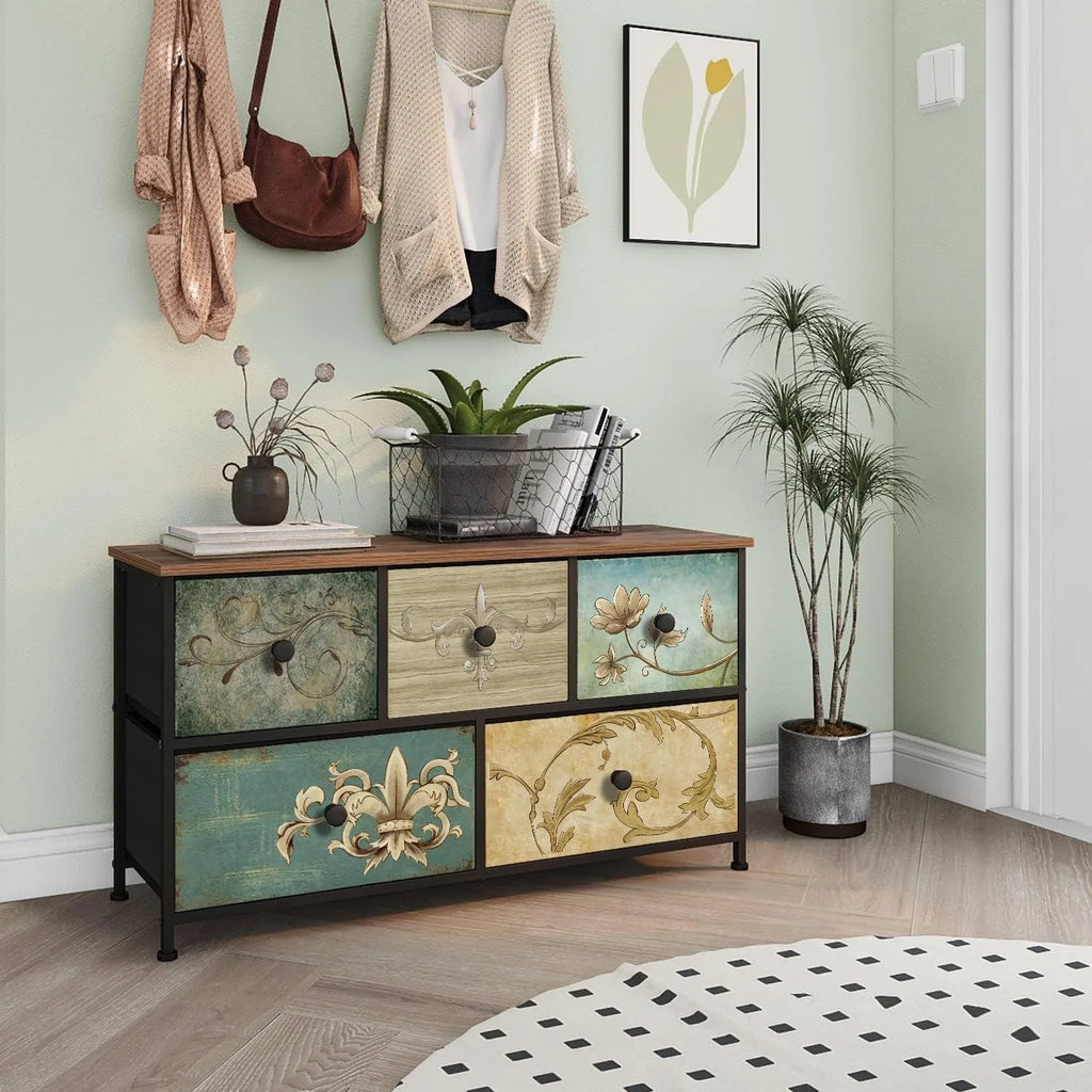 Fabric Dresser with 5 Drawers M733417