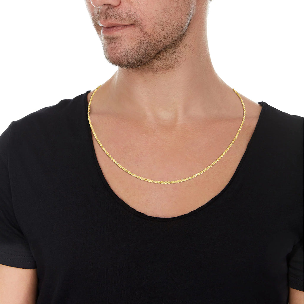 10k Yellow Gold 2mm Diamond Cut Rope Chain Necklace K4102