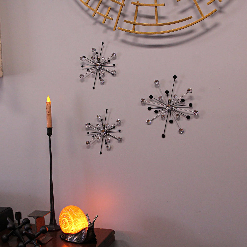 Black and Silver Metal Starburst Wall Décor Set G89771