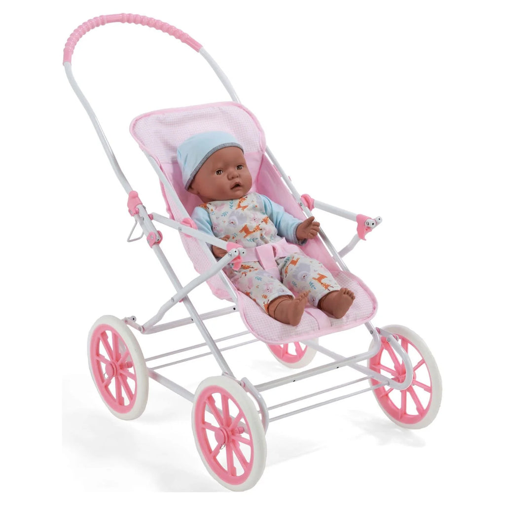 Pink Gingham Doll Pram Carrier Stroller F70112