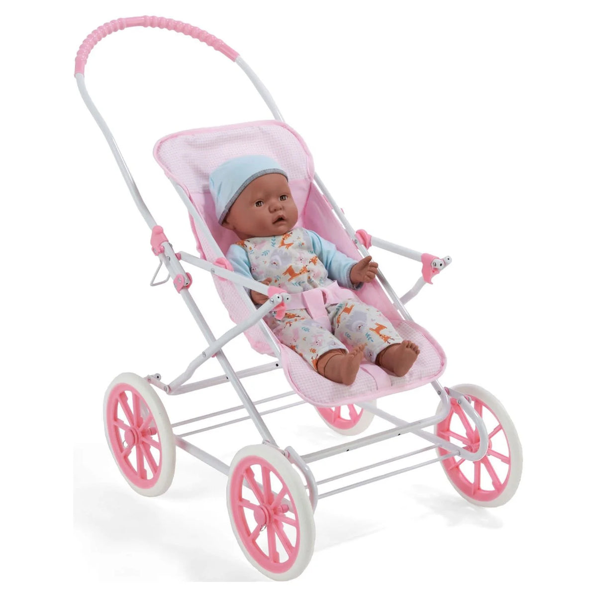 Pink Gingham Doll Pram Carrier Stroller F70112